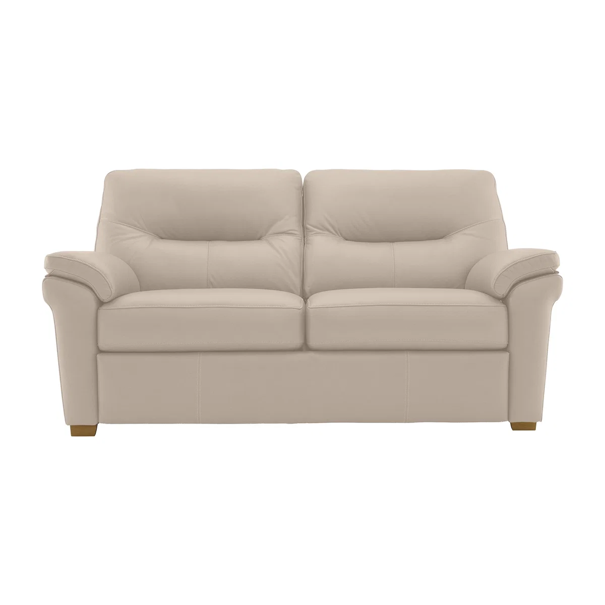 G Plan - Seattle 2.5 Seater Leather Sofa with Wooden Feet - Cambridge Stone Ok – image 1