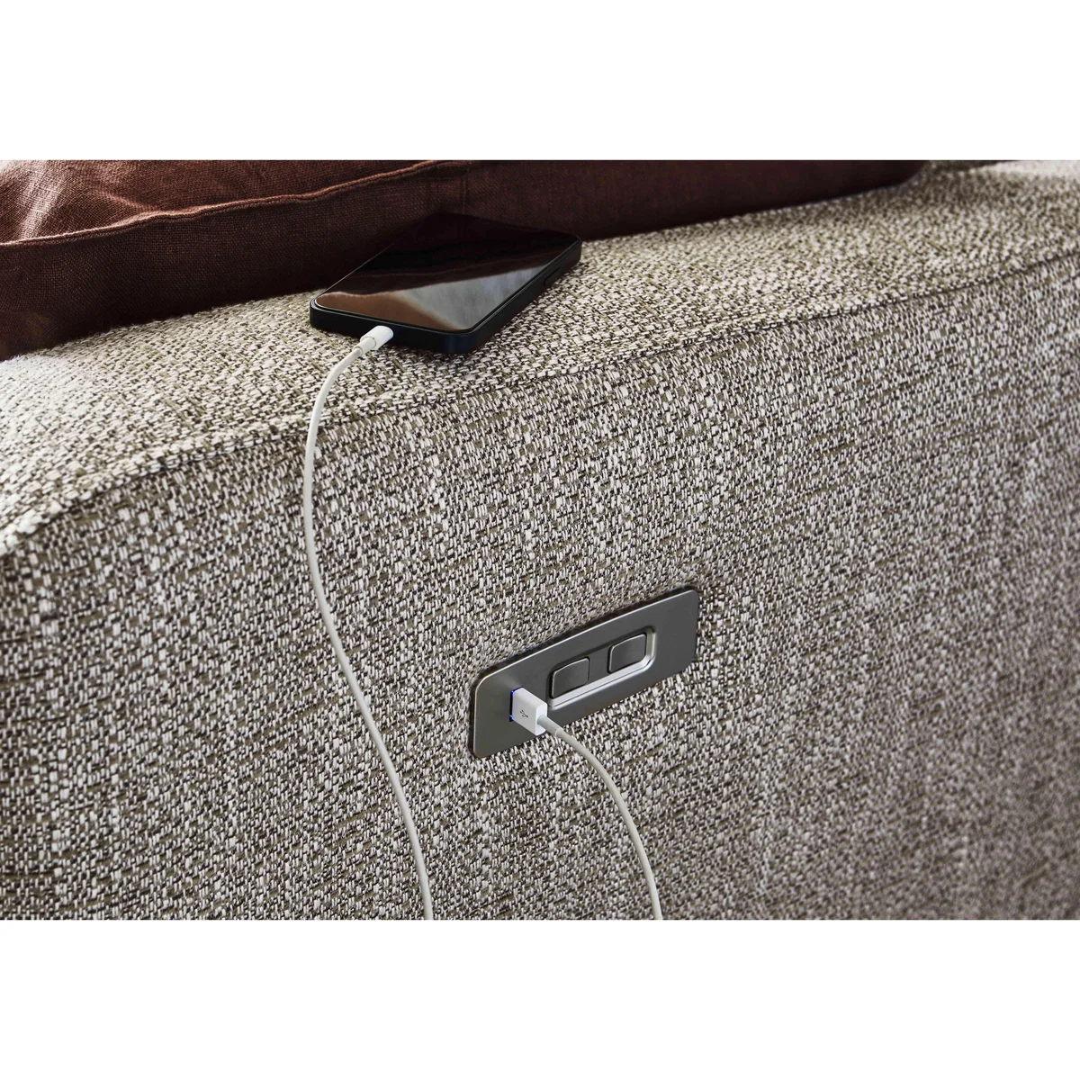 G Plan - Arlo 2 Seater Fabric Power Recliner Sofa - Stingray Linen with Ebony Feet – image 7