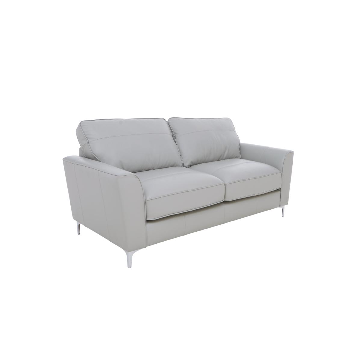 Legend Classic Back 2 Seater Leather Sofa with Chrome Feet with Chrome Feet - Verona Grey – image 7
