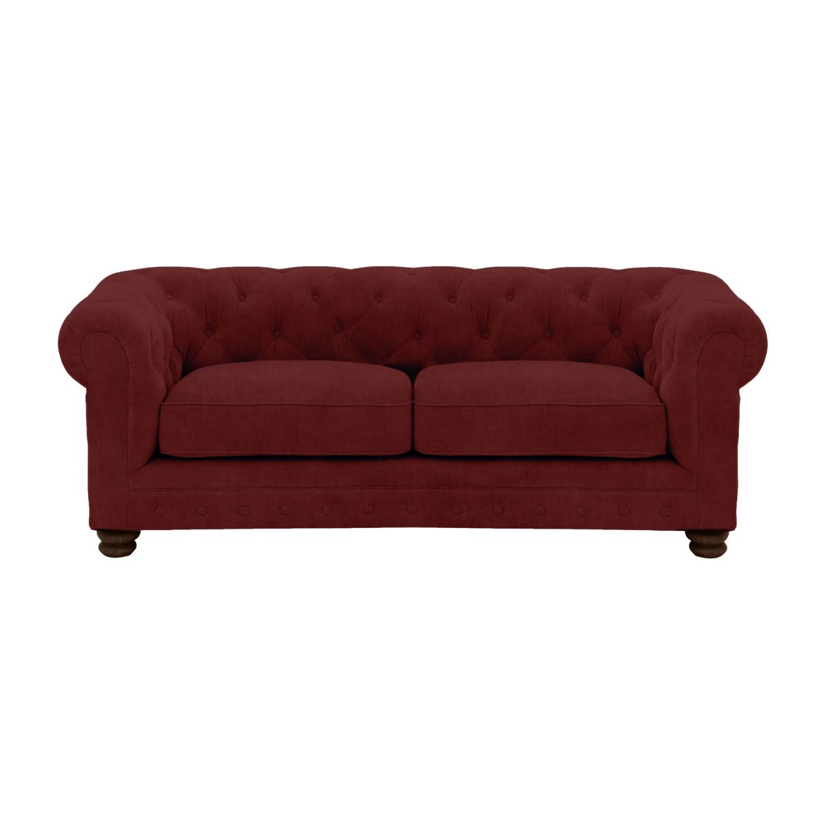 Alexander and James - Chesterfield Collection Hugo 2 Seater Fabric Sofa - Cranberry with Dark Feet