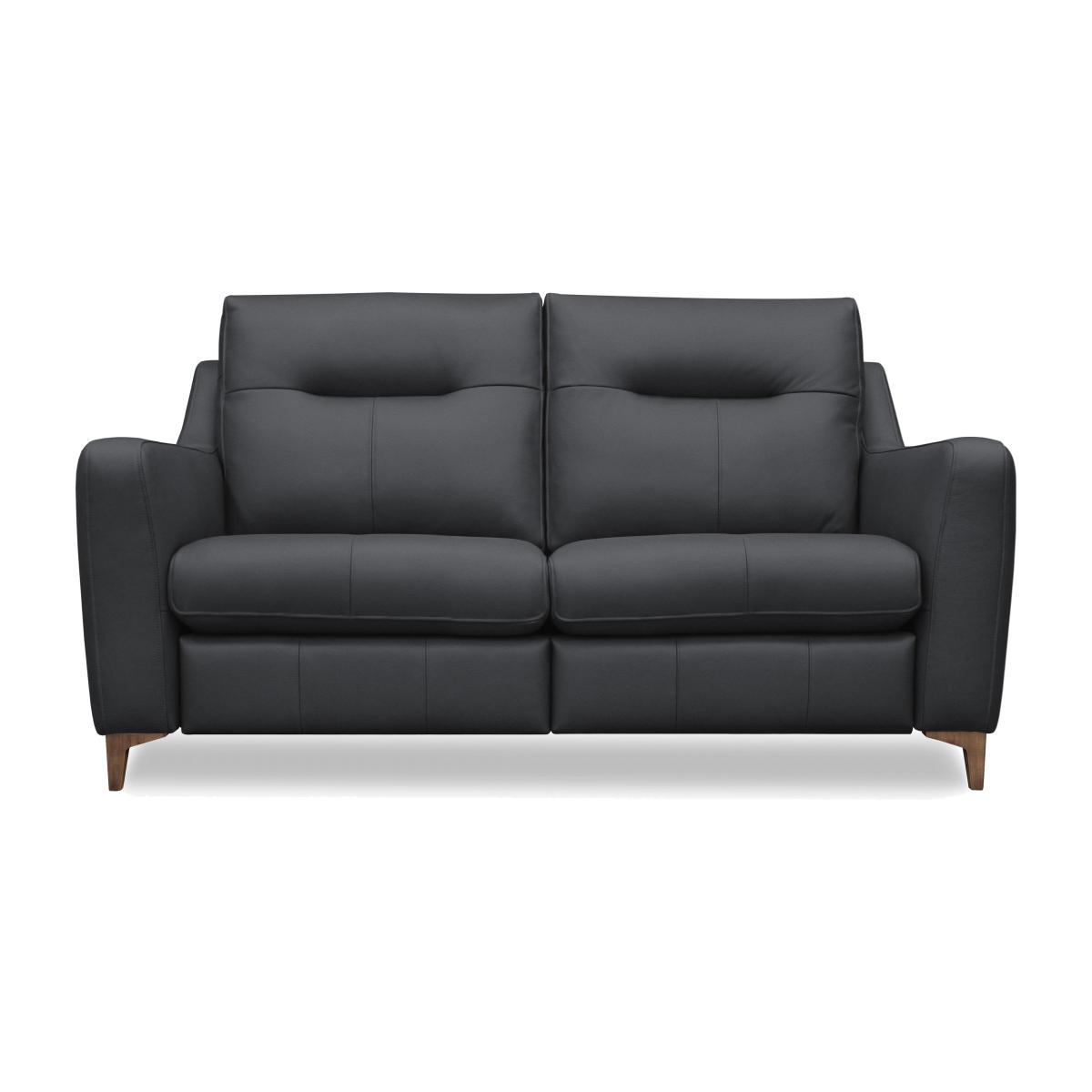 G Plan - Arlo 2 Seater Leather Sofa - No Recliner - Cambridge Pet Blue with Walnut Feet – image 1