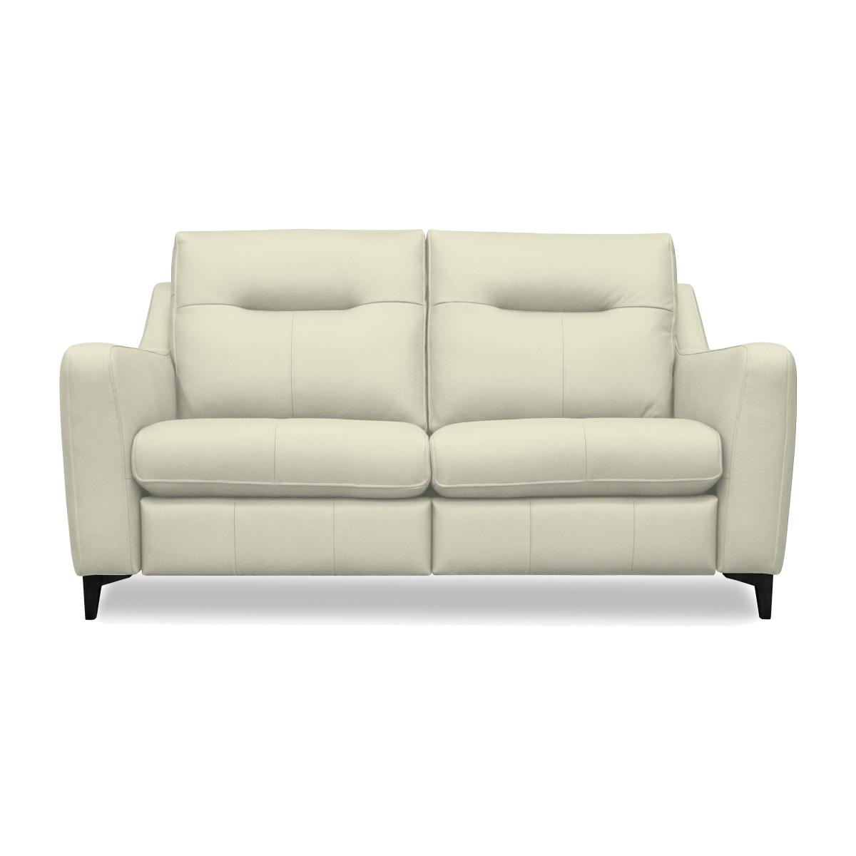 G Plan - Arlo 2 Seater Leather Power Recliner Sofa - Cambridge Chalk with Ebony Feet – image 1