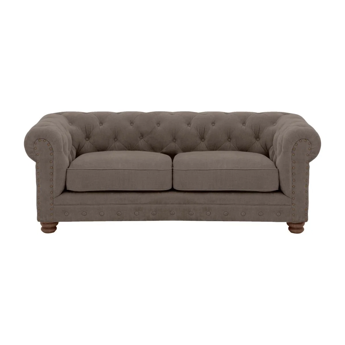 Alexander and James - Chesterfield Collection Hugo 2 Seater Fabric Sofa - Wicker with Studs - Dark Feet