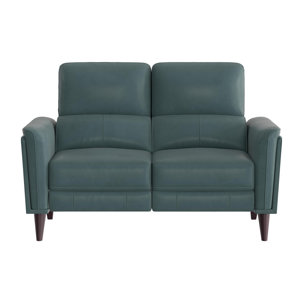 Compact Collection Klein 2 Seater BV Leather Power Recliner Sofa with Telescopic Headrests - BV Lake Green – image 1