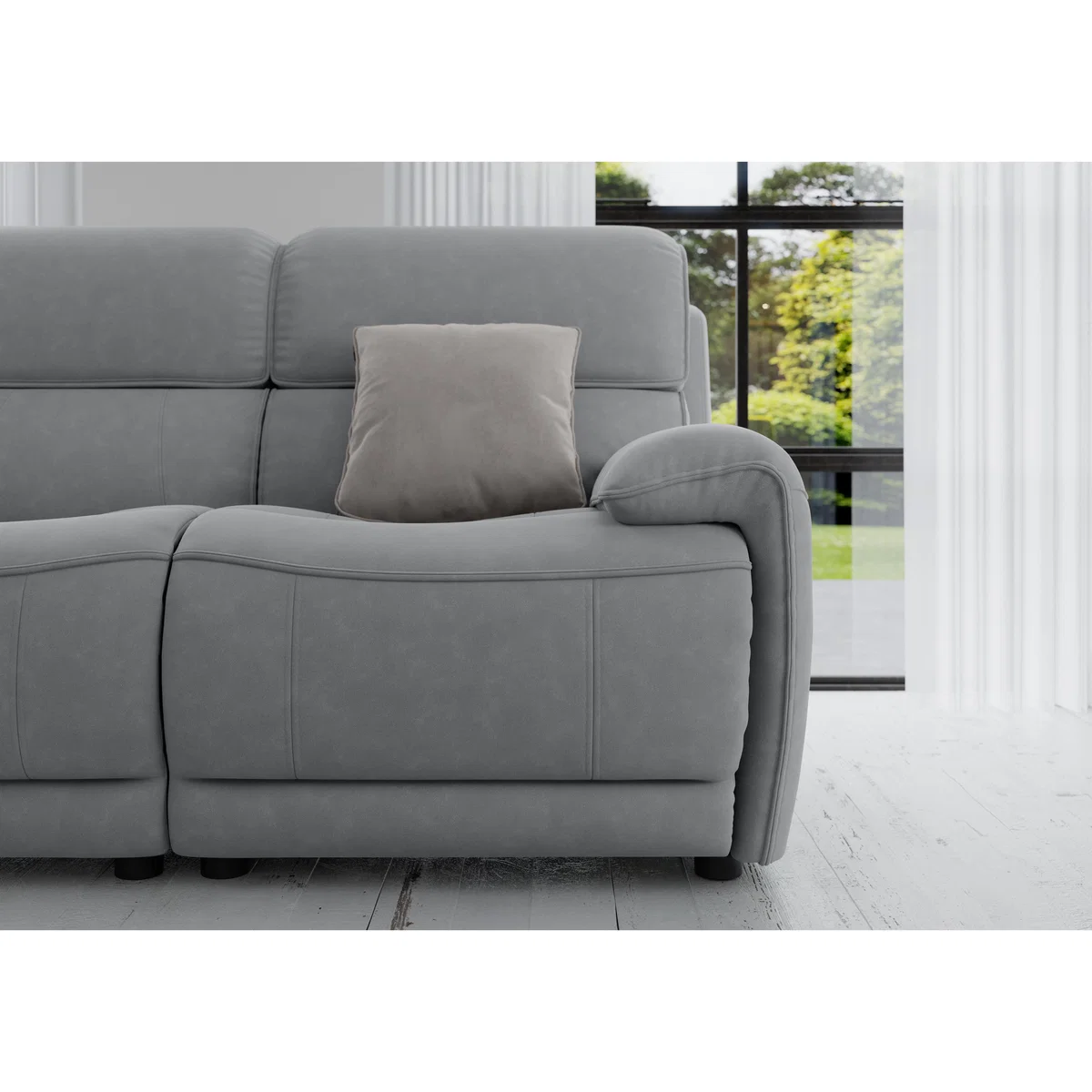 Link 2 Seater Fabric Power Recliner Sofa with Power Headrests - Grey – image 3