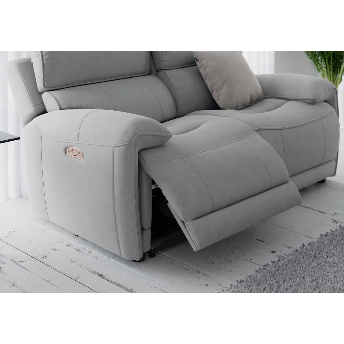 Link 2 Seater Fabric Power Recliner Sofa with Power Headrests - Grey – image 5