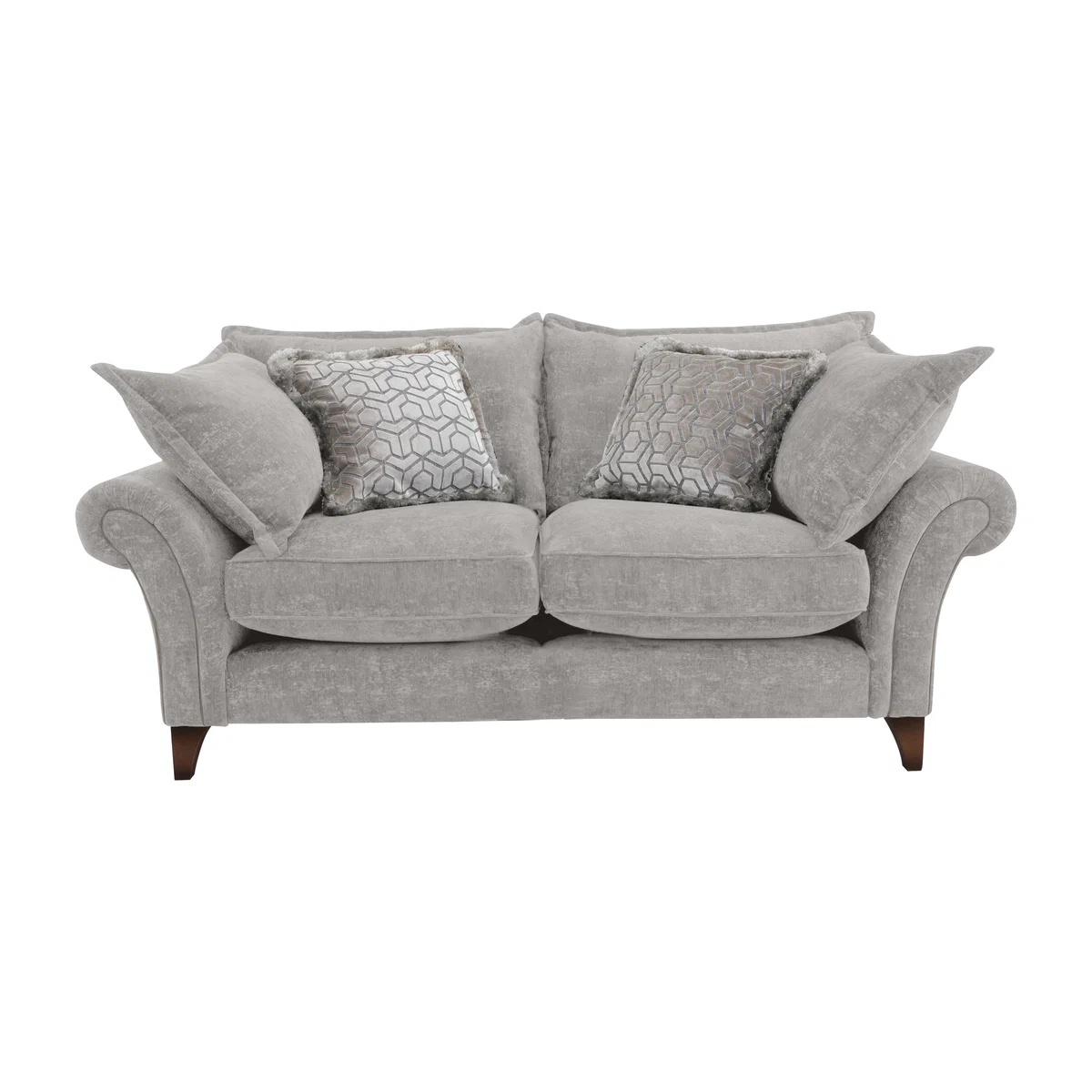 Boutique Splendour Fabric 2 Seater Sofa - Meridian Silver with Antique Feet – image 1