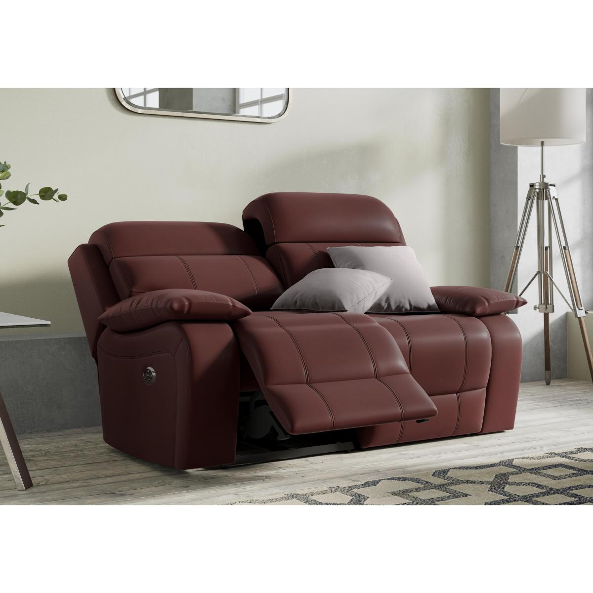 Moreno 2 Seater Leather Power Recliner Sofa with Power Headrests - Grey- World of Leather – image 2