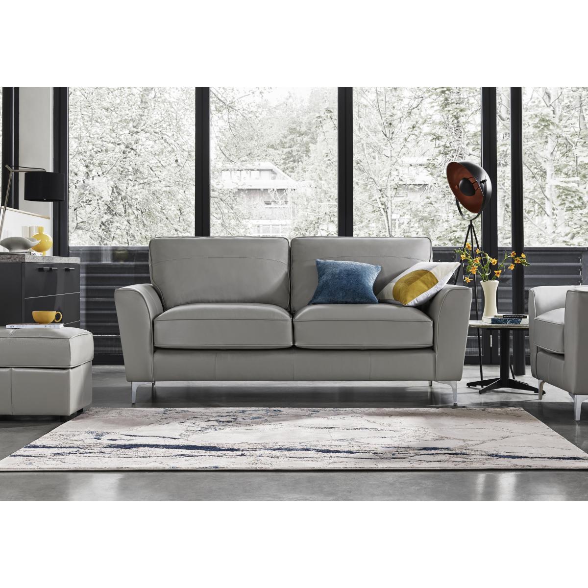 Legend Classic Back 2 Seater Leather Sofa with Light Feet - Verona Pearl – image 2