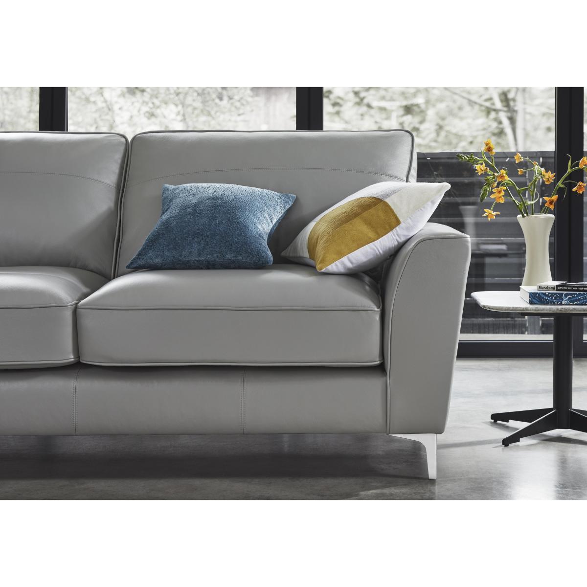 Legend Classic Back 2 Seater Leather Sofa with Light Feet - Verona Pearl – image 3