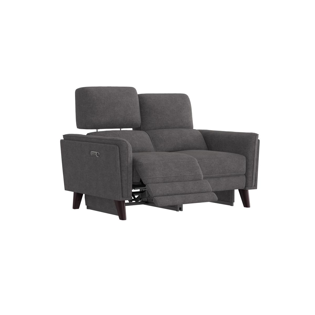 Compact Collection Klein 2 Seater Fabric Power Recliner Sofa with Telescopic Headrests - Iron – image 3