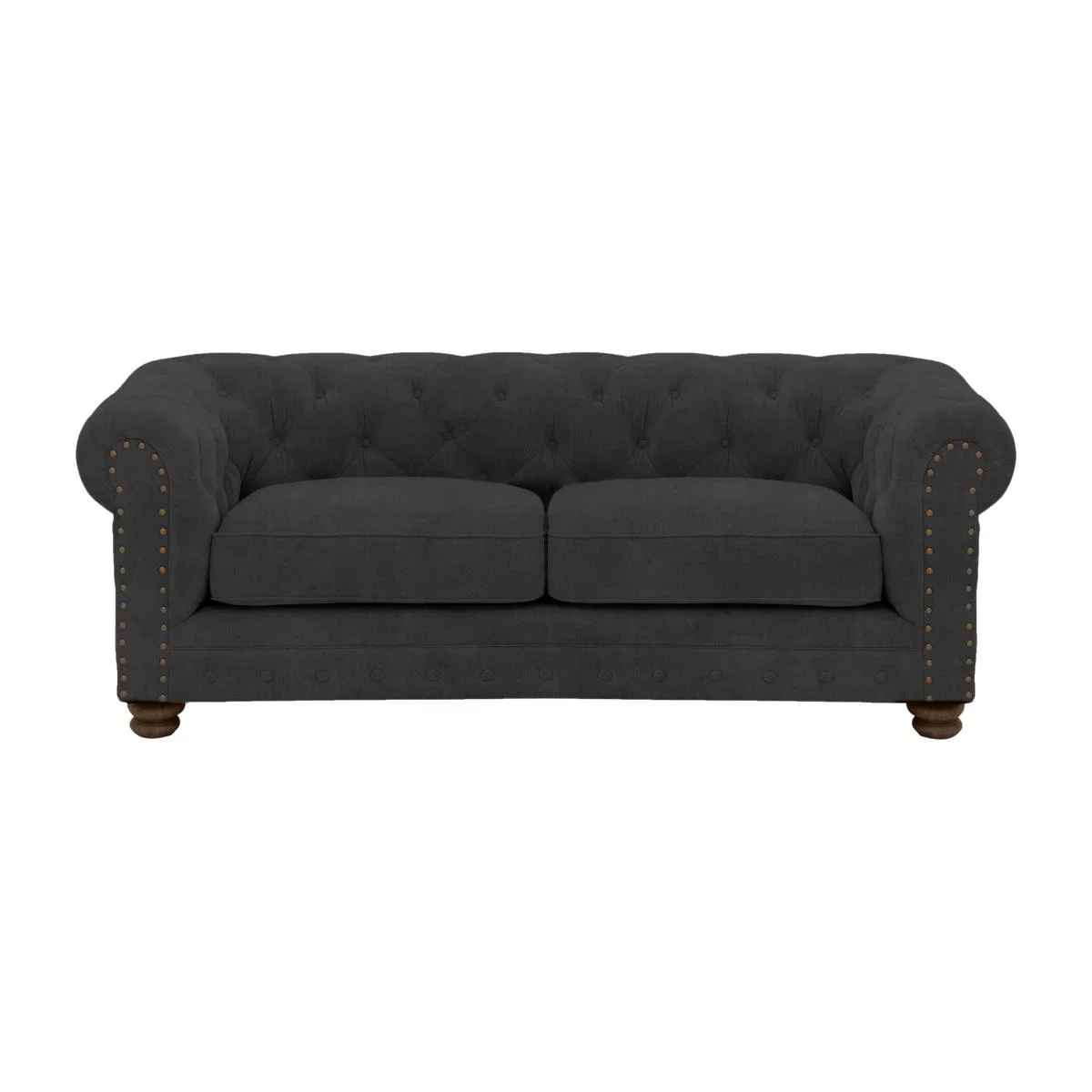Alexander and James - Chesterfield Collection Hugo 2 Seater Fabric Sofa - Boot with Studs - Dark Feet