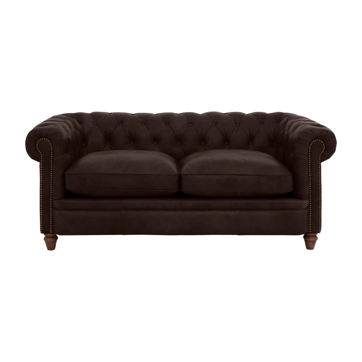 Alexander and James - Chesterfield Collection Ralph 2 Seater Leather Sofa - Cake with Studs - Dark Feet