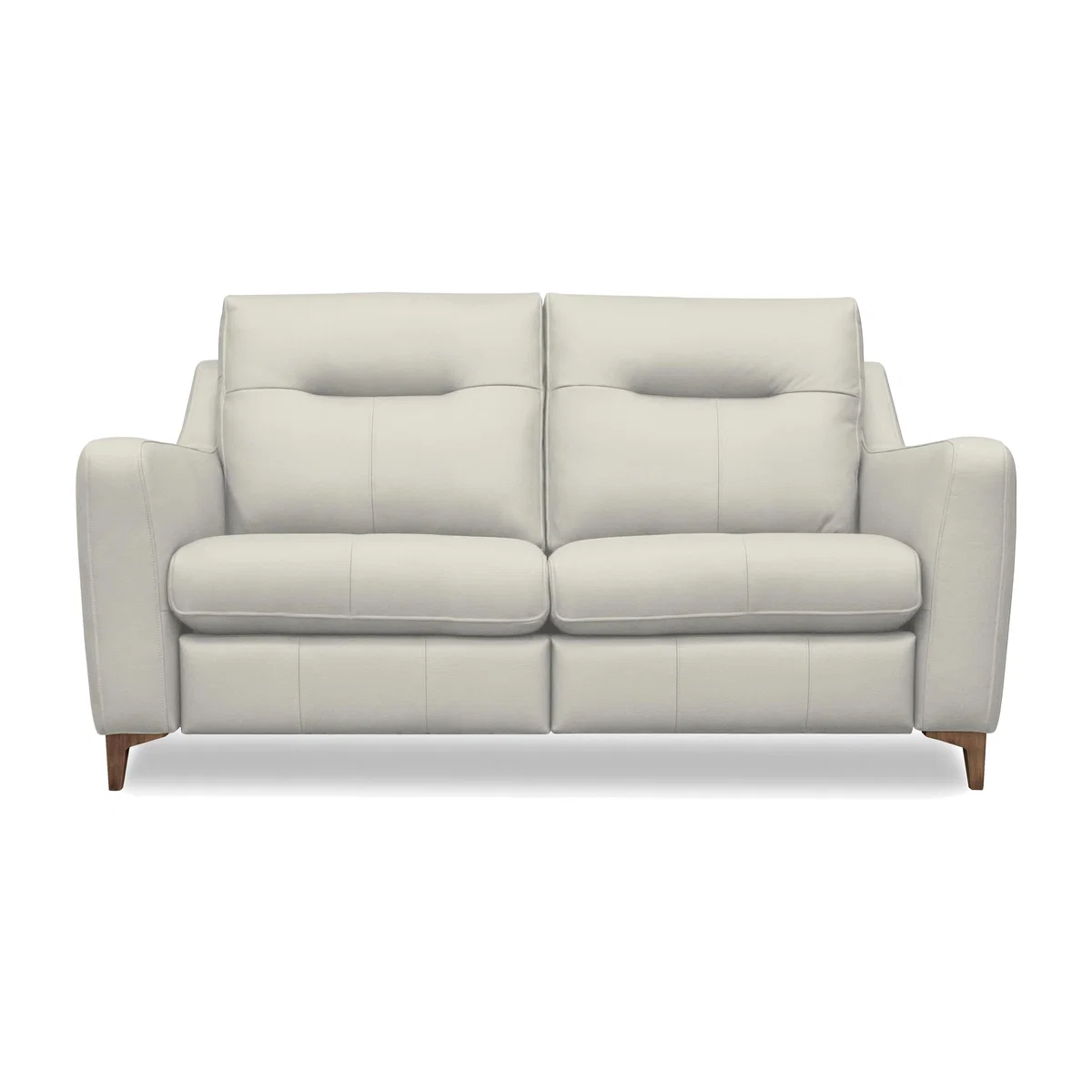 G Plan - Arlo 2 Seater Leather Sofa - No Recliner - Light Grey with Walnut Feet – image 1