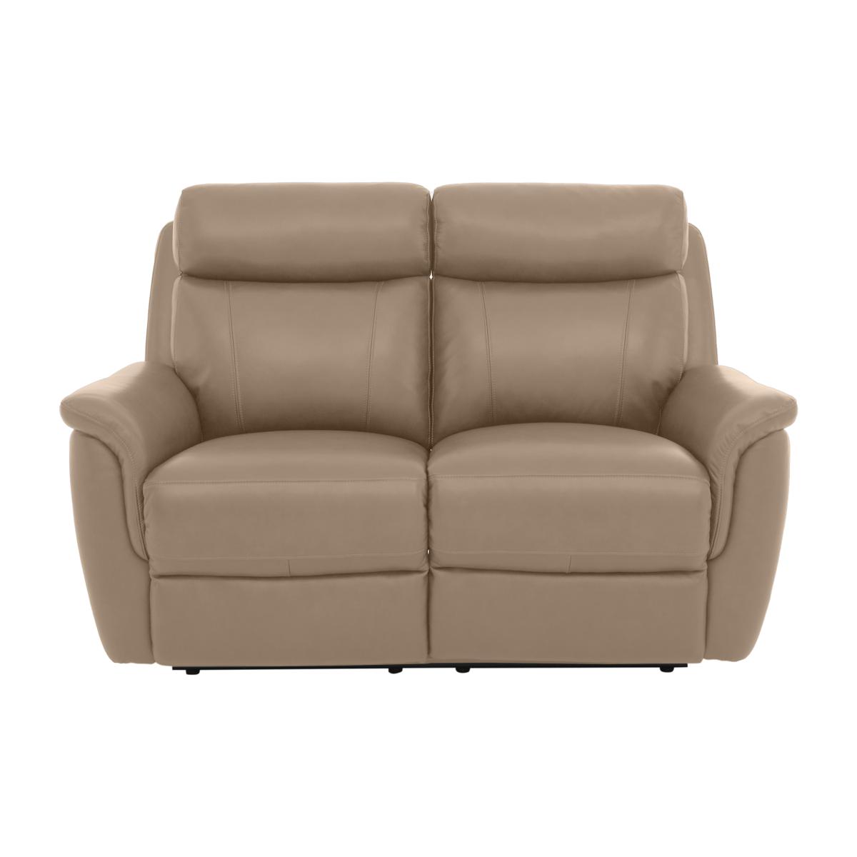 Orlando 2 Seater Leather Power Recliner Sofa with Power Headrests and Lumbar Support - Beige – image 1