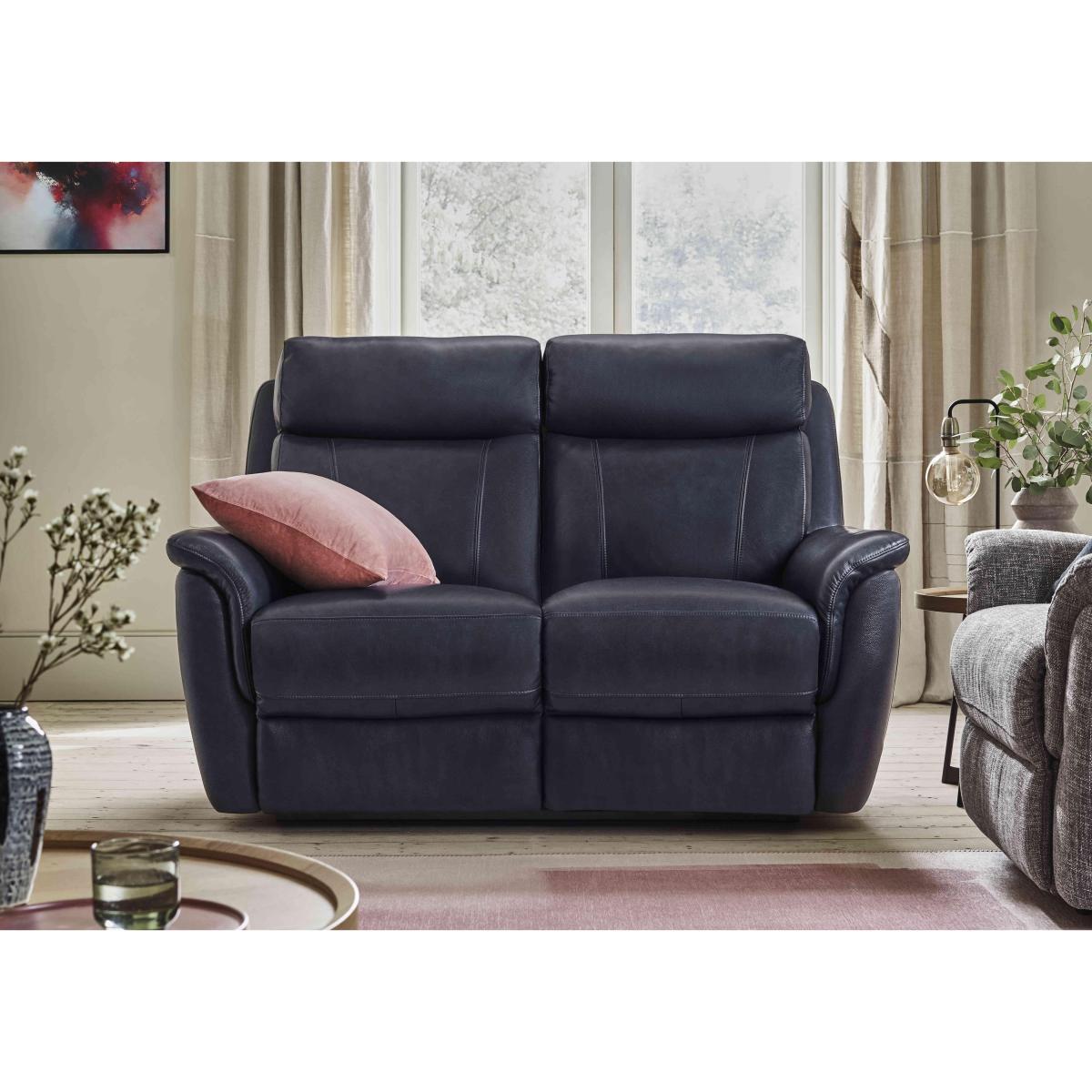 Orlando 2 Seater Leather Power Recliner Sofa with Power Headrests - Blue – image 3
