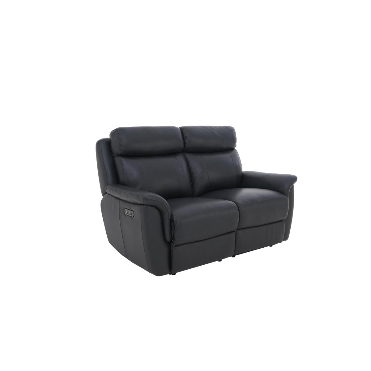 Orlando 2 Seater Leather Power Recliner Sofa with Power Headrests - Blue – image 8