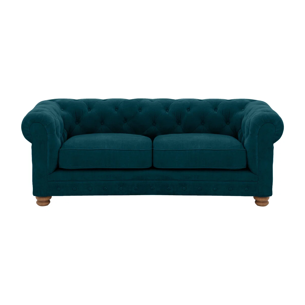 Alexander and James - Chesterfield Collection Hugo 2 Seater Fabric Sofa - Chamonix Teal - Oak Feet