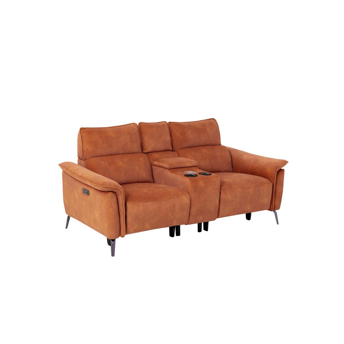 Jude 2 Seater Fabric Power Recliner Sofa with Smart Console Unit and Power Telescopic Headrests - Mocha Dexter – image 6