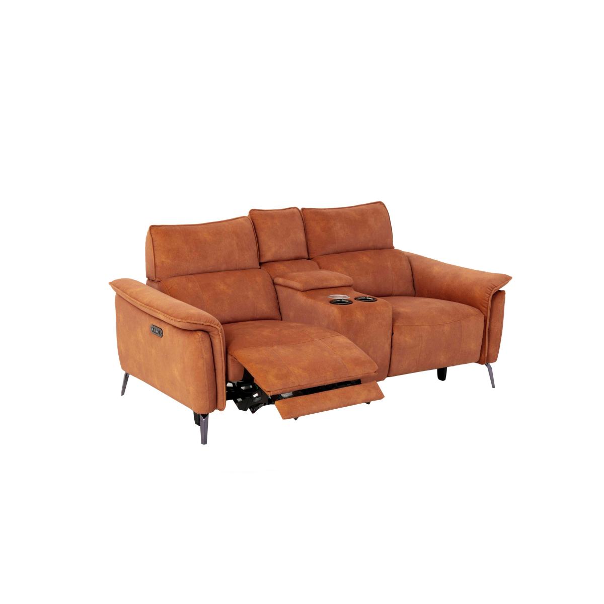 Jude 2 Seater Fabric Power Recliner Sofa with Smart Console Unit and Power Telescopic Headrests - Mocha Dexter – image 7