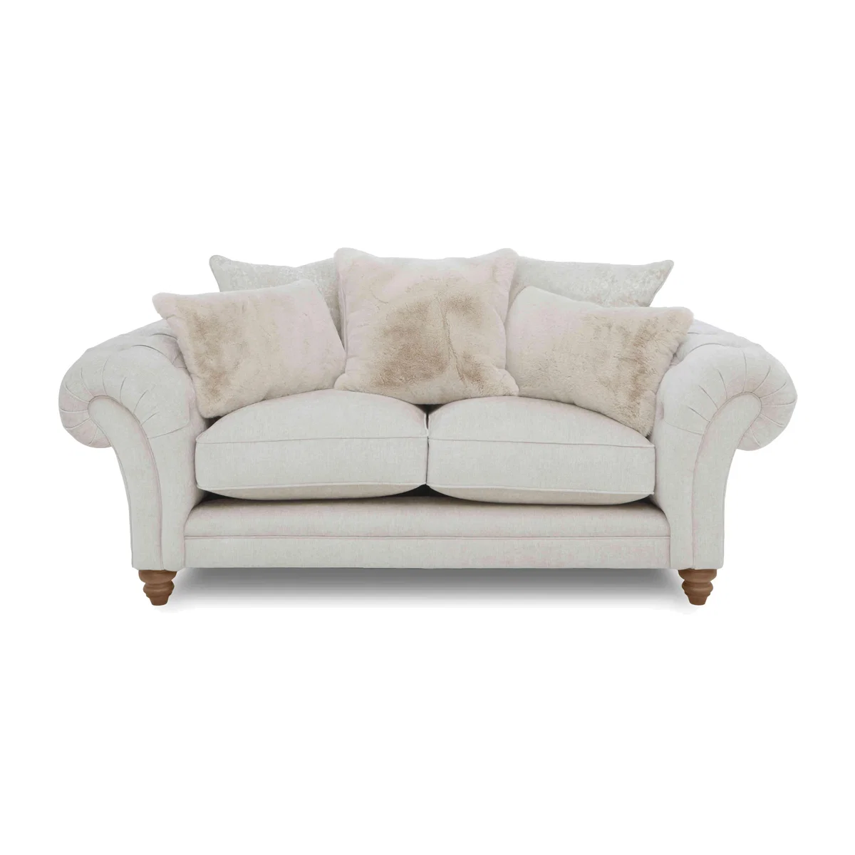 Boutique Collection - Blenheim 2 Seater Scatter Back Sofa with Oak Feet - Darwin Ivory