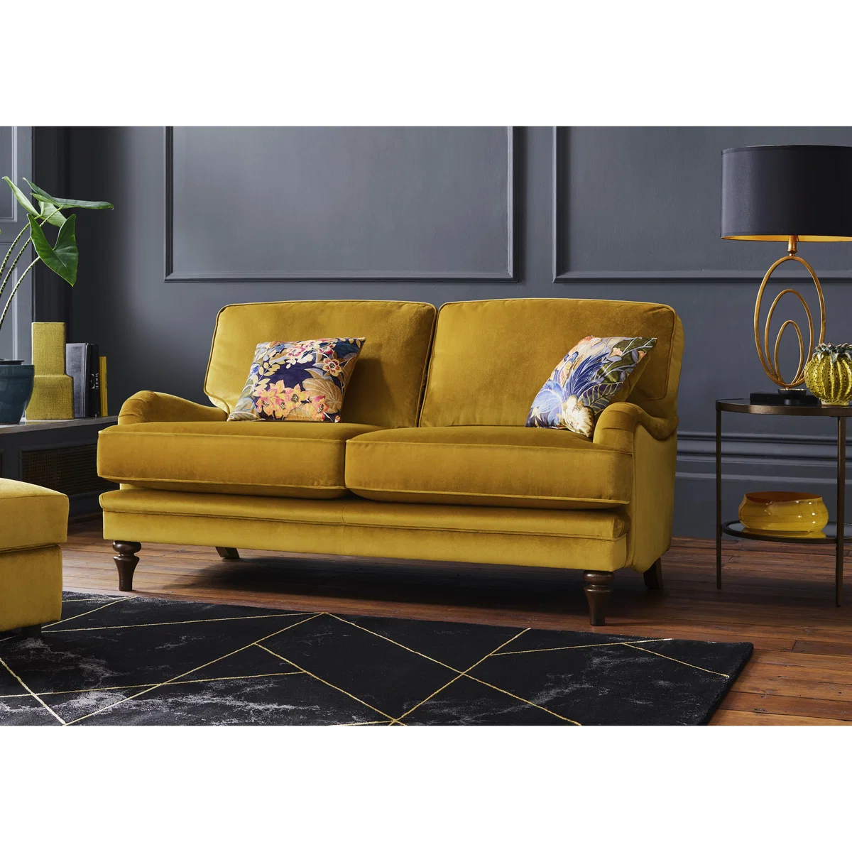 The Botanical Collection Tropicana 2 Seater Fabric Plain Sofa - Grey – image 2