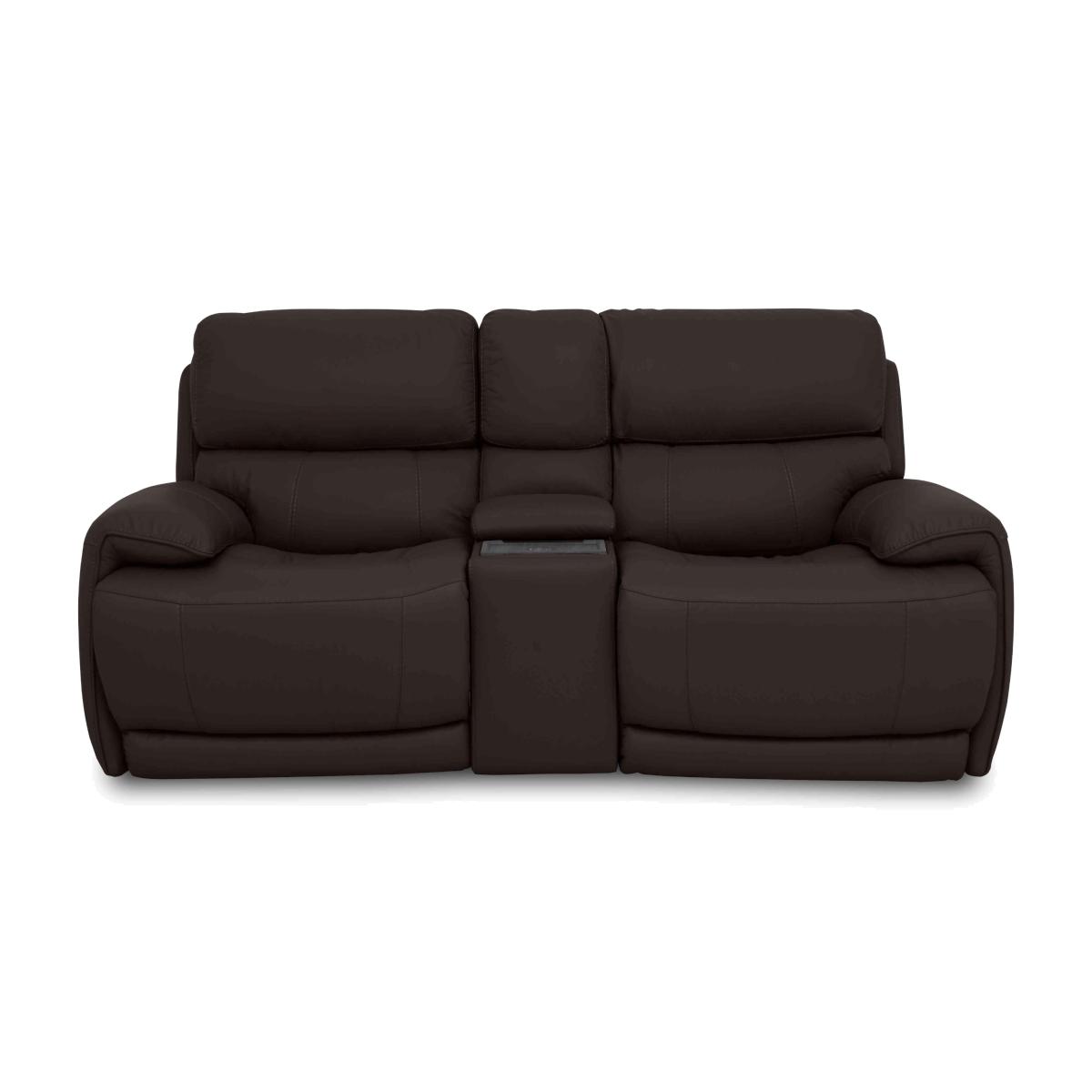 Rocco 2 Seater BV Leather Power Rocker Sofa with Cup Holders and Headrests - Dark Chocolate