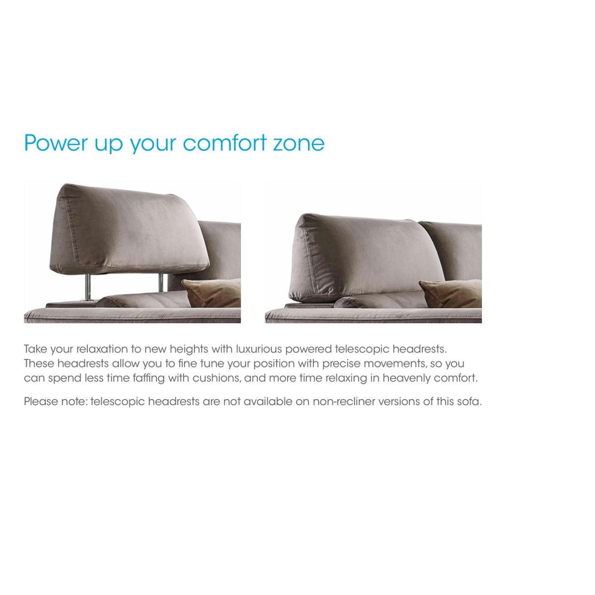Moet 2 Seater Fabric Power Recliner Sofa with Telescopic Headrests – image 10