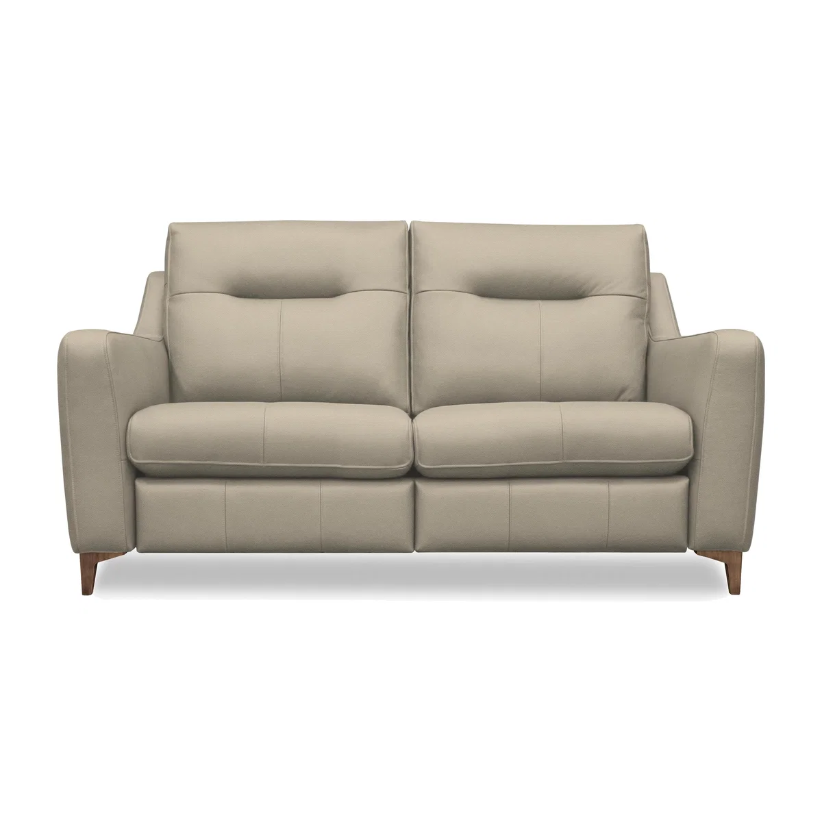 G Plan - Arlo 2 Seater Leather Power Recliner Sofa - Oxford Mushroom with Walnut Feet – image 1