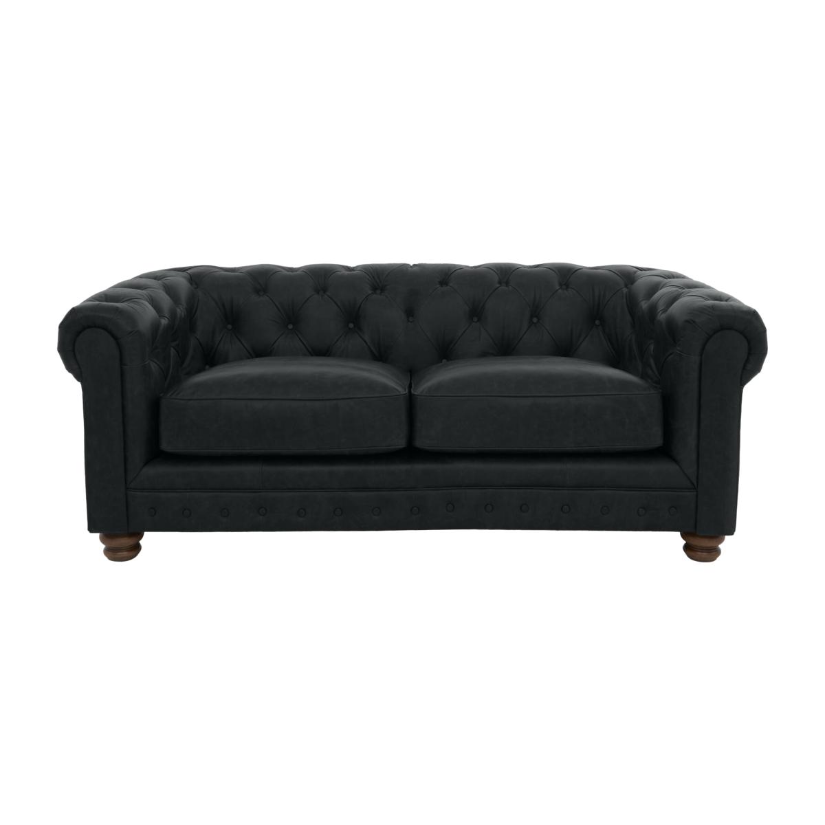 Alexander and James - Chesterfield Collection Hugo 2 Seater Leather Sofa - Indigo - Dark Feet