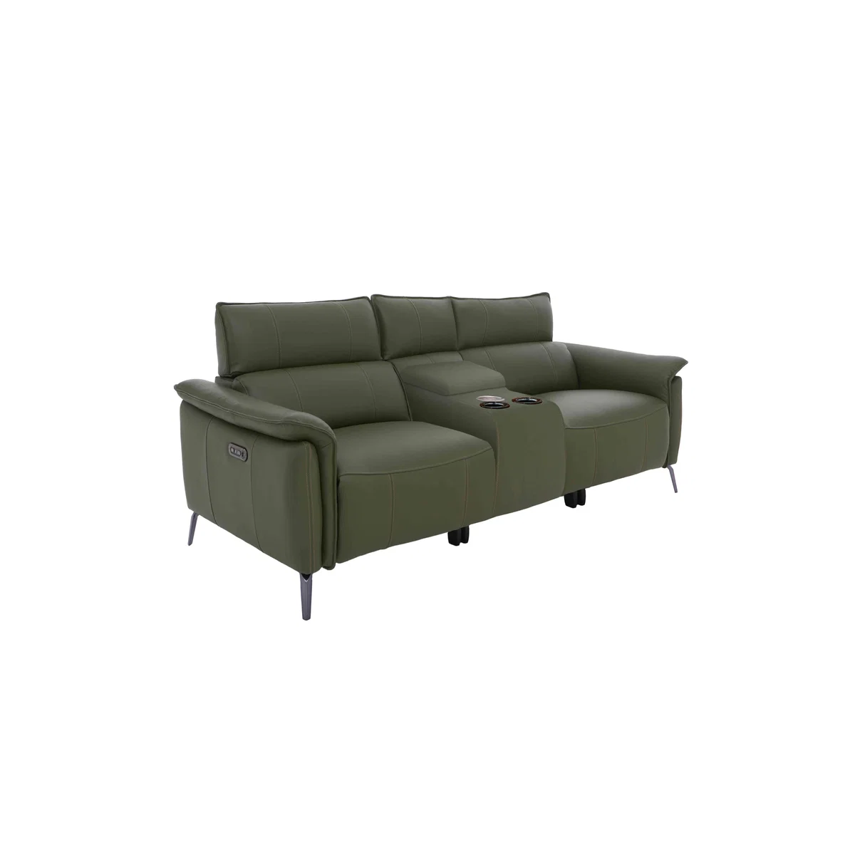 Jude 2 Seater Leather Power Recliner Sofa with Smart Console Unit and Power Telescopic Headrests - Montana Chocolate – image 4