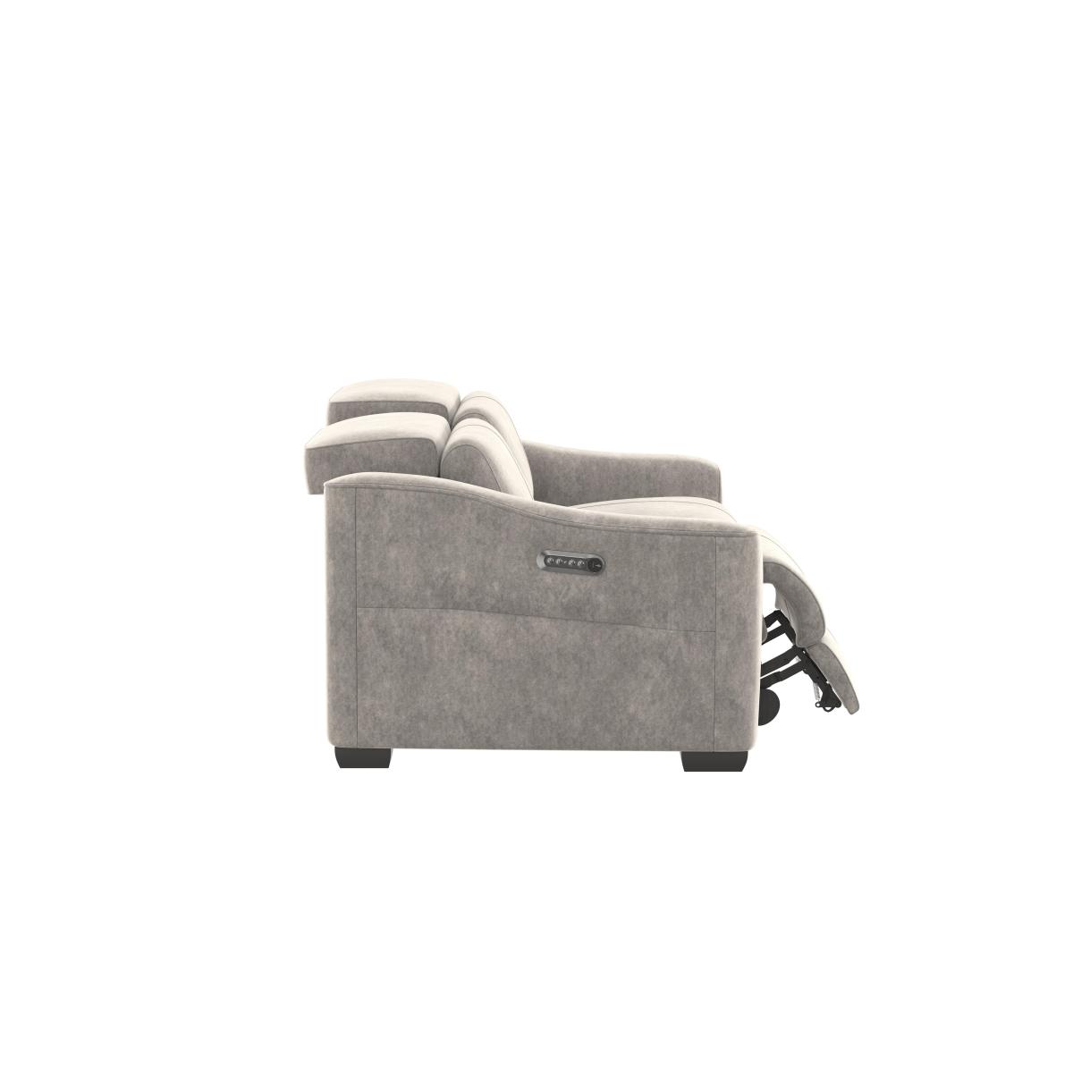 Xavier 2 Seater Fabric Sofa with Power Recliner - Oyster – image 5