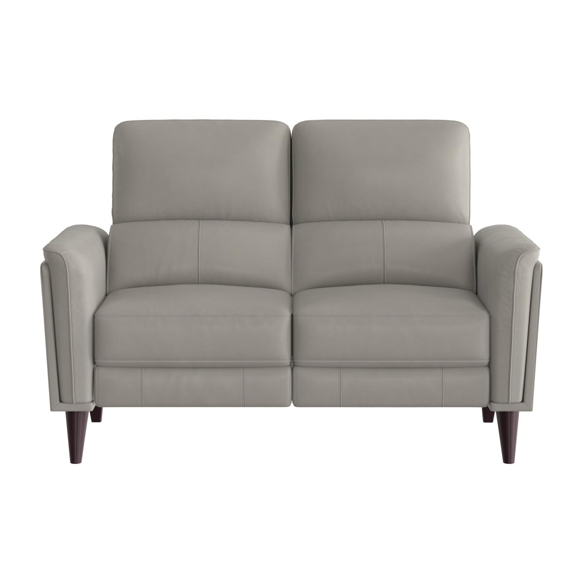 Compact Collection Klein 2 Seater BV Leather Power Recliner Sofa with Telescopic Headrests - Silver Grey – image 1