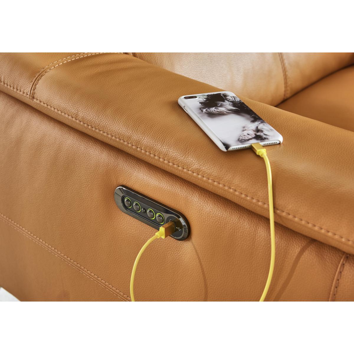 Odyssey 2 Seater Leather Recliner Sofa with Power Headrests - Blue- World of Leather – image 3