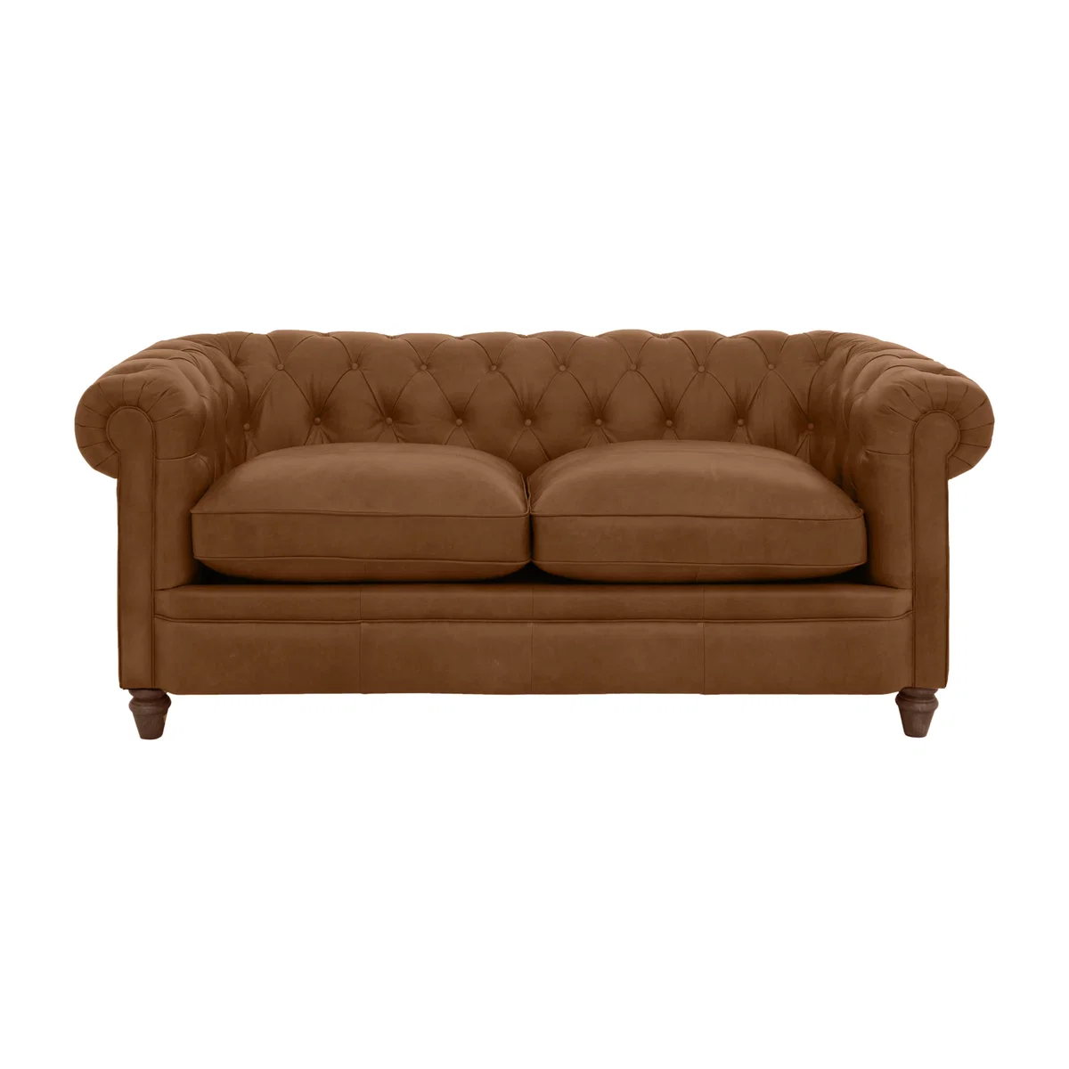 Alexander and James - Chesterfield Collection Ralph 2 Seater Leather Sofa - Satchel Latte - Dark Feet
