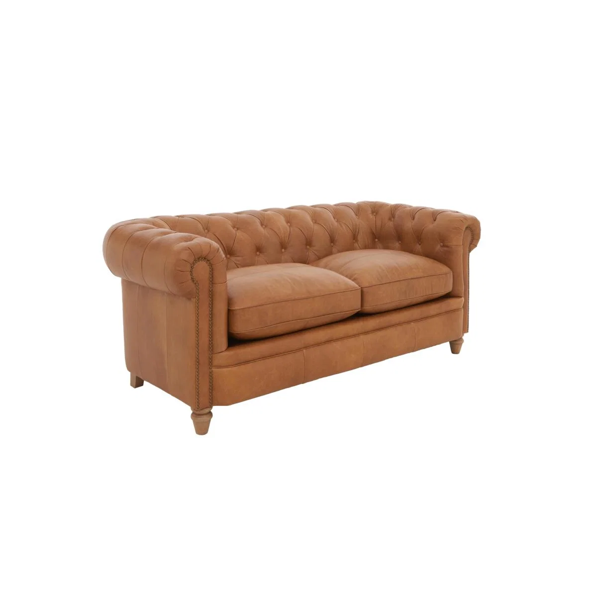 Alexander and James - Chesterfield Collection Ralph 2 Seater Leather Sofa - Original with Studs - Dark Feet – image 7