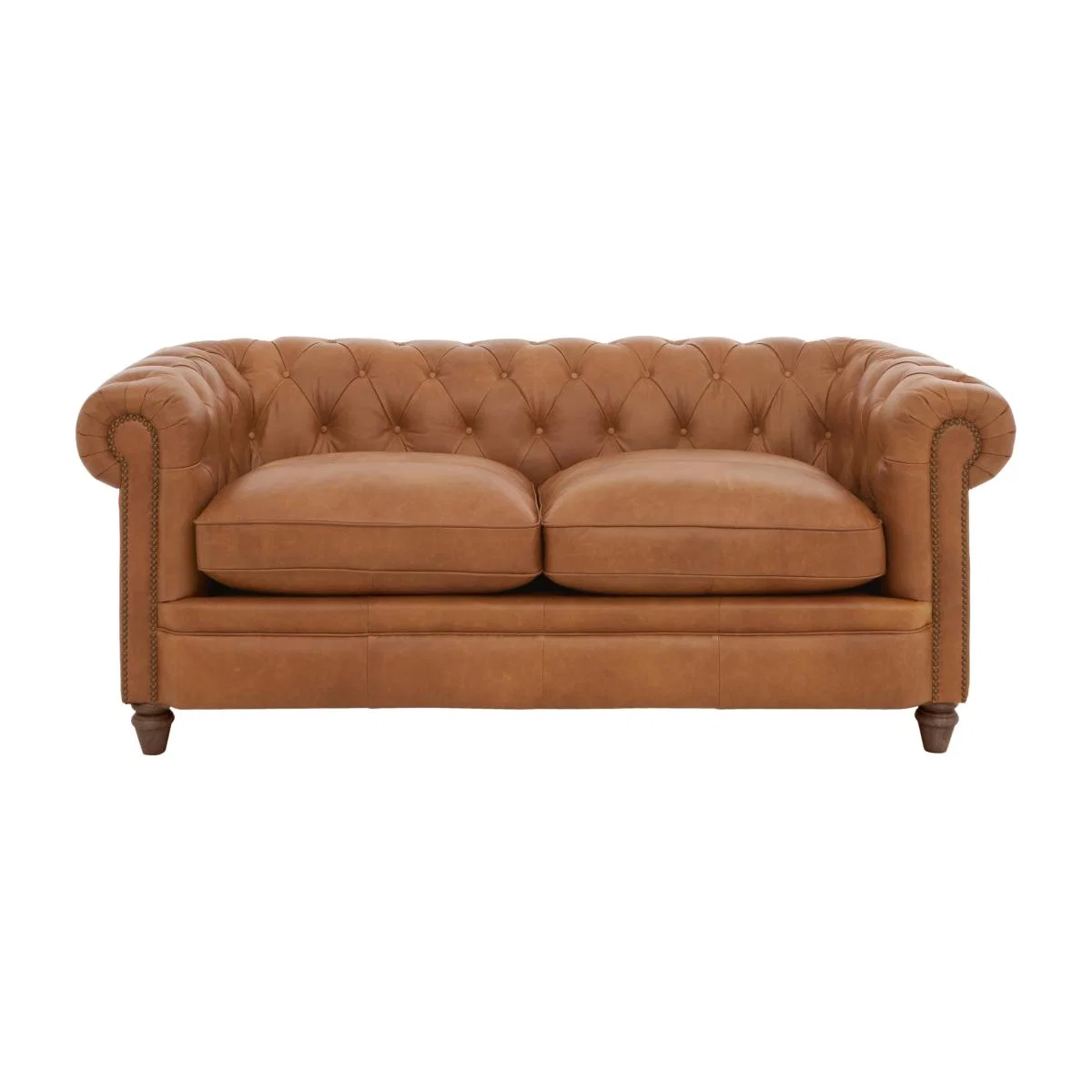 Alexander and James - Chesterfield Collection Ralph 2 Seater Leather Sofa - Original with Studs - Dark Feet – image 1