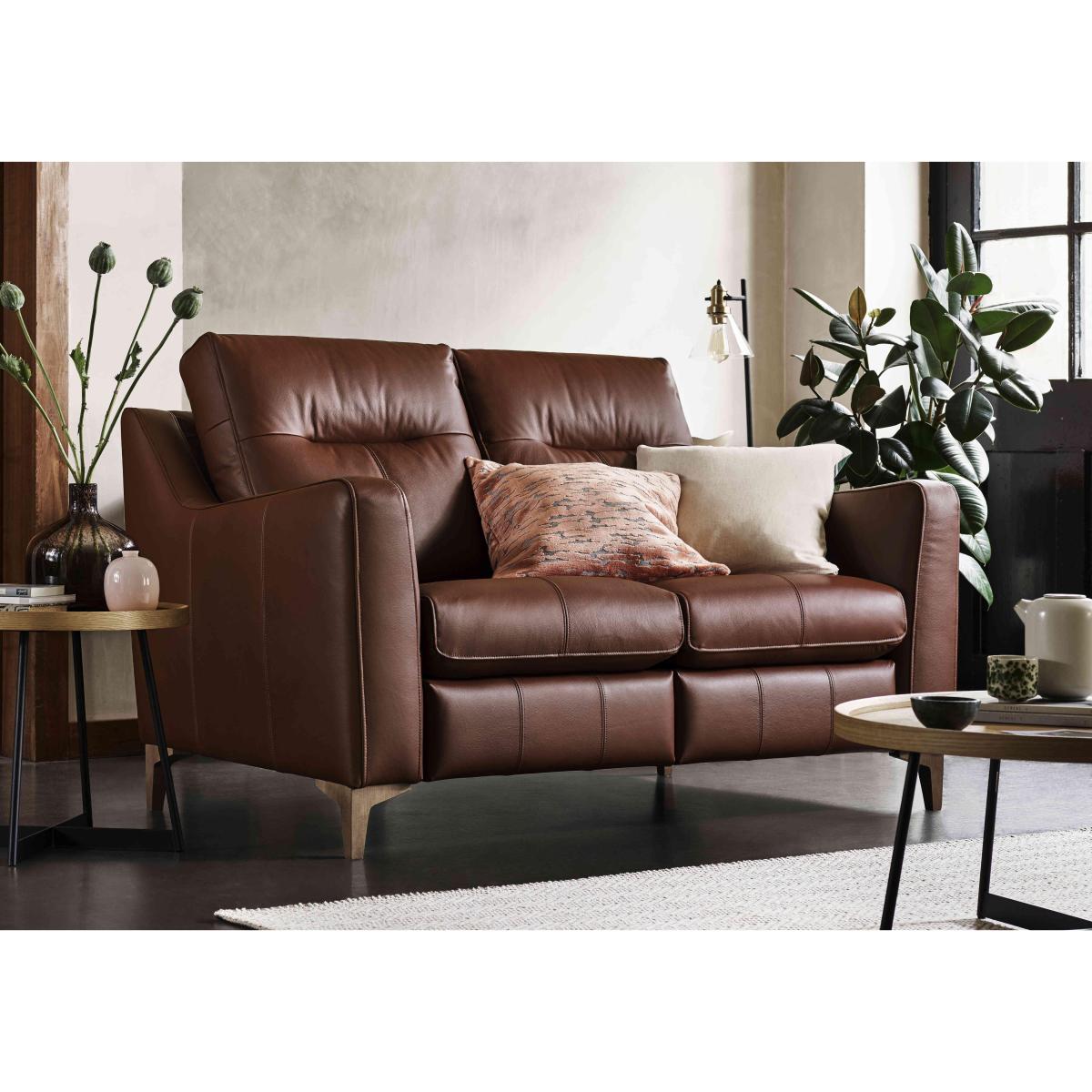 G Plan - Arlo 2 Seater Leather Power Recliner Sofa - Cambridge Stone with Ebony Feet – image 2