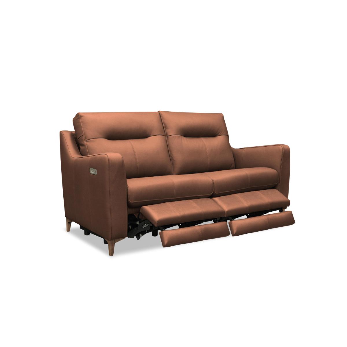 G Plan - Arlo 2 Seater Leather Power Recliner Sofa - Cambridge Stone with Ebony Feet – image 5