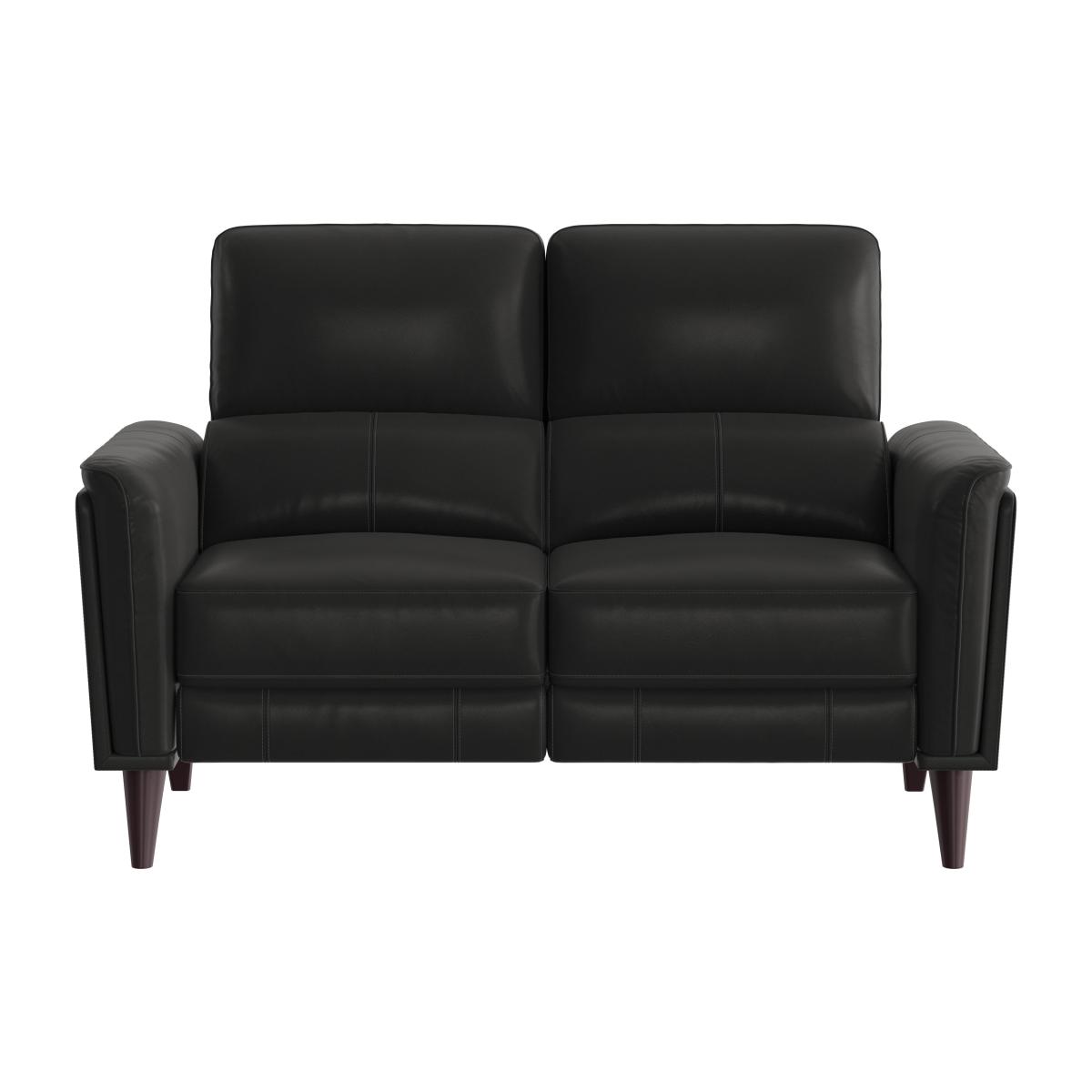 Compact Collection Klein 2 Seater BV Leather Power Recliner Sofa with Telescopic Headrests - Classic Black – image 1