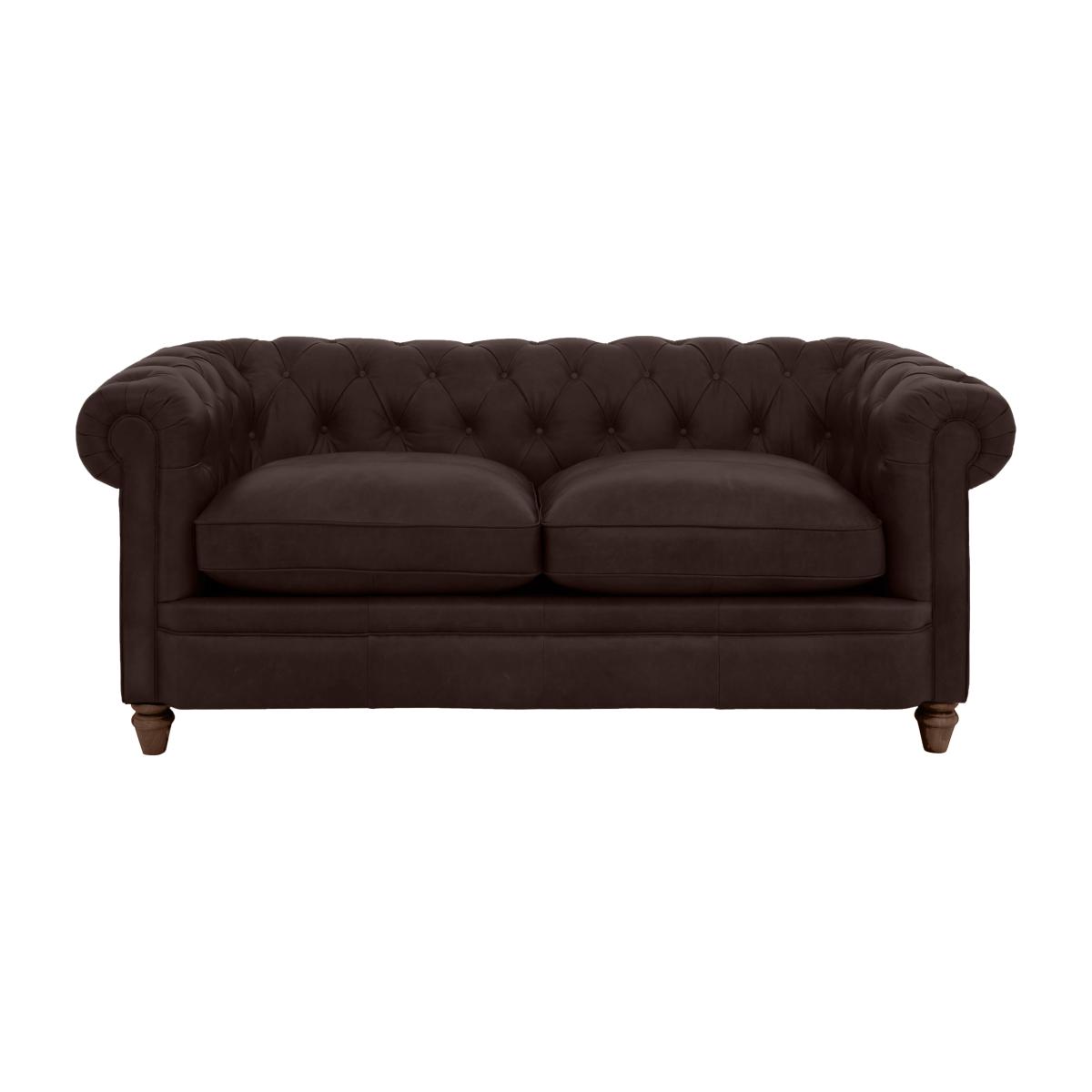 Alexander and James - Chesterfield Collection Ralph 2 Seater Leather Sofa - Cake - Dark Feet