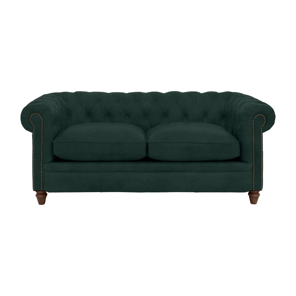 Alexander and James - Chesterfield Collection Ralph 2 Seater Fabric Sofa - Honeycreeper with Studs - Dark Feet