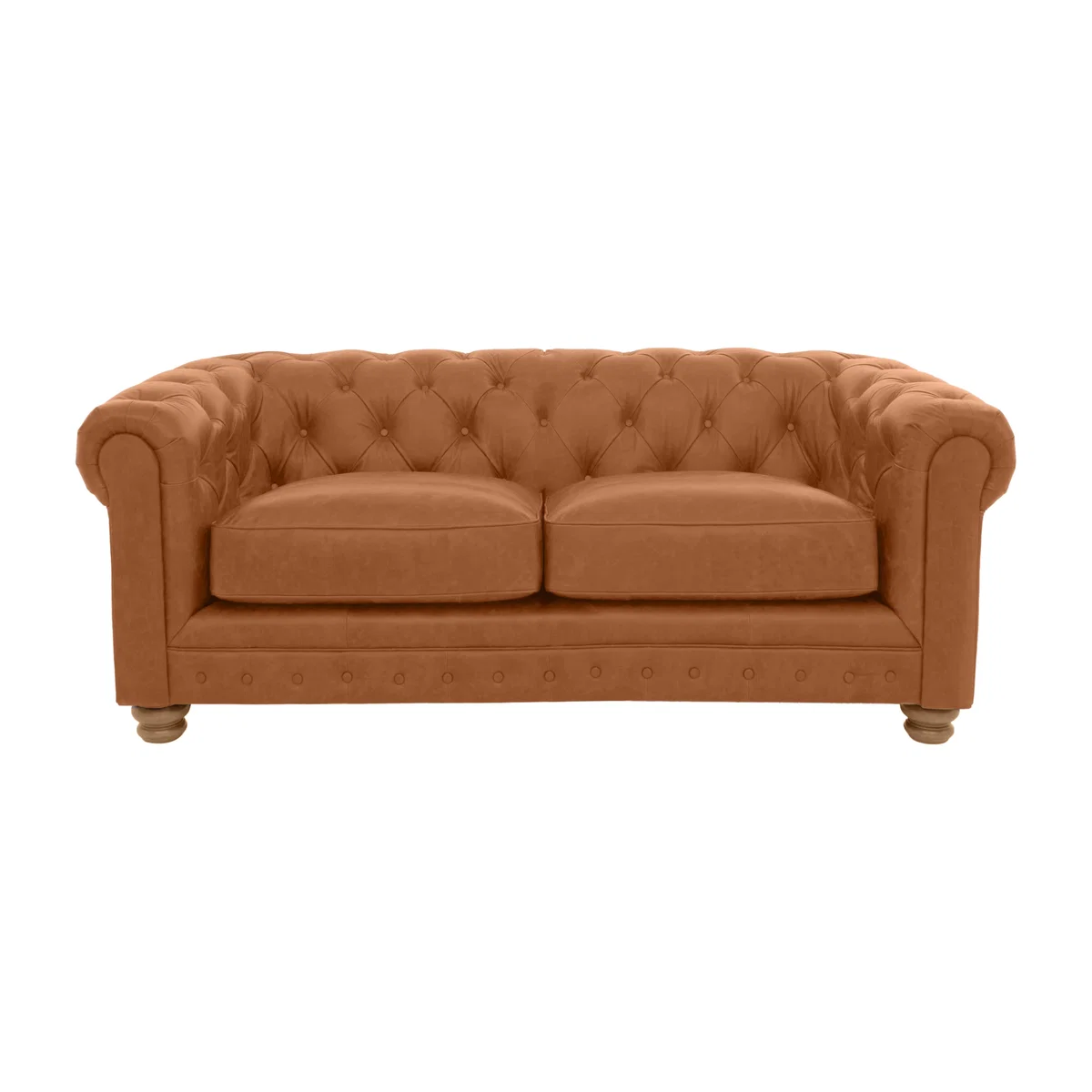 Alexander and James - Chesterfield Collection Hugo 2 Seater Leather Sofa - Original - Oak Feet