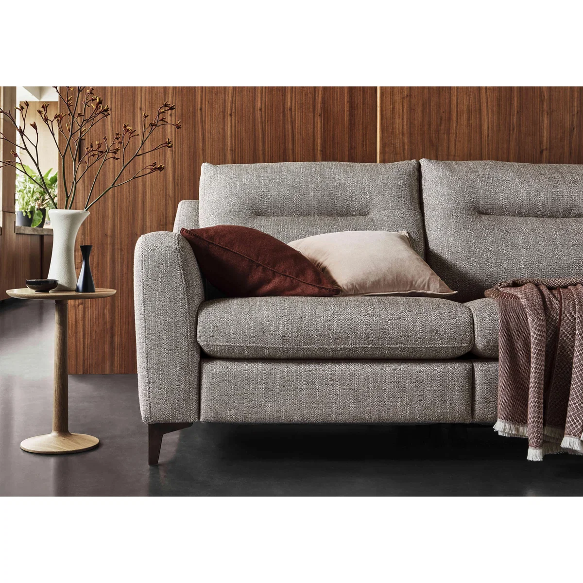 G Plan - Arlo 2 Seater Fabric Sofa - No Recliner - Checkers Putty with Ebony Feet – image 4