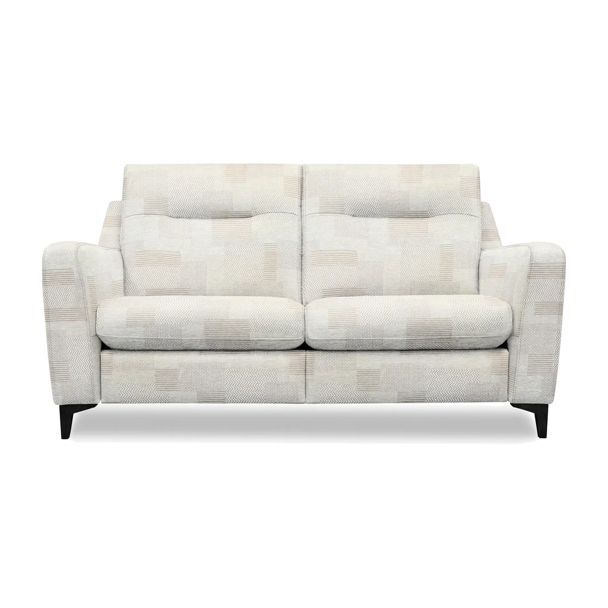 G Plan - Arlo 2 Seater Fabric Sofa - No Recliner - Checkers Putty with Ebony Feet – image 1
