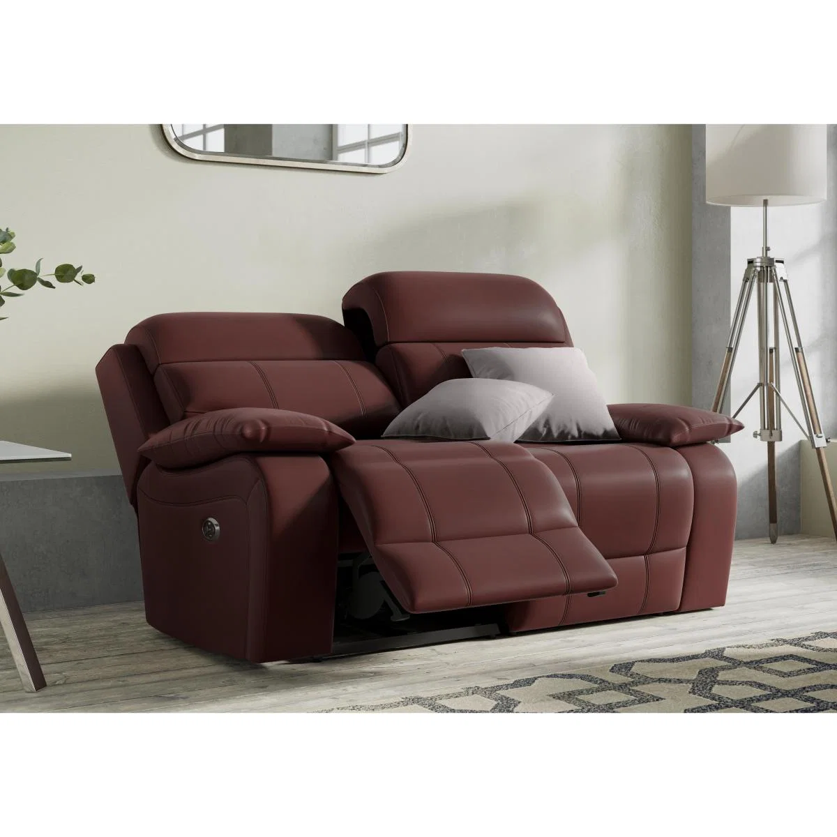 Moreno 2 Seater Leather Power Recliner Sofa with Power Headrests - Brown- World of Leather – image 2