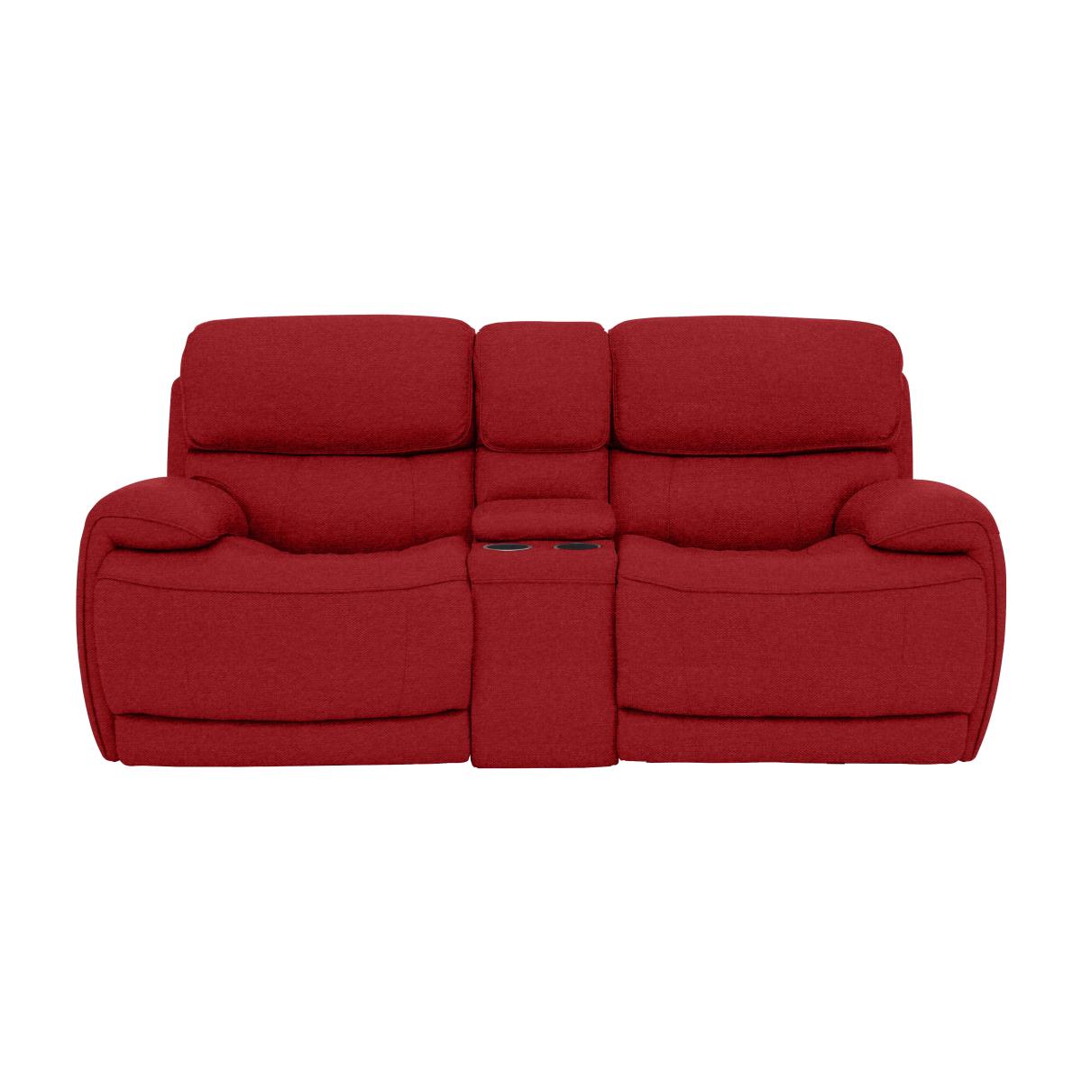 Relax Station Rocco 2 Seater Fabric Power Rocker Sofa with Cupholders and Power Headrests - Red – image 1
