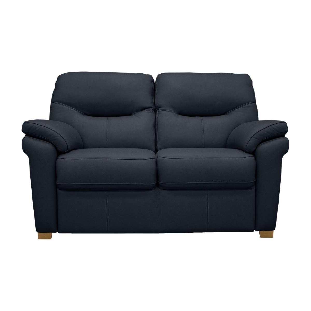 G Plan - Seattle 2 Seater Leather Sofa with Wooden Feet - Cambridge Navy – image 1