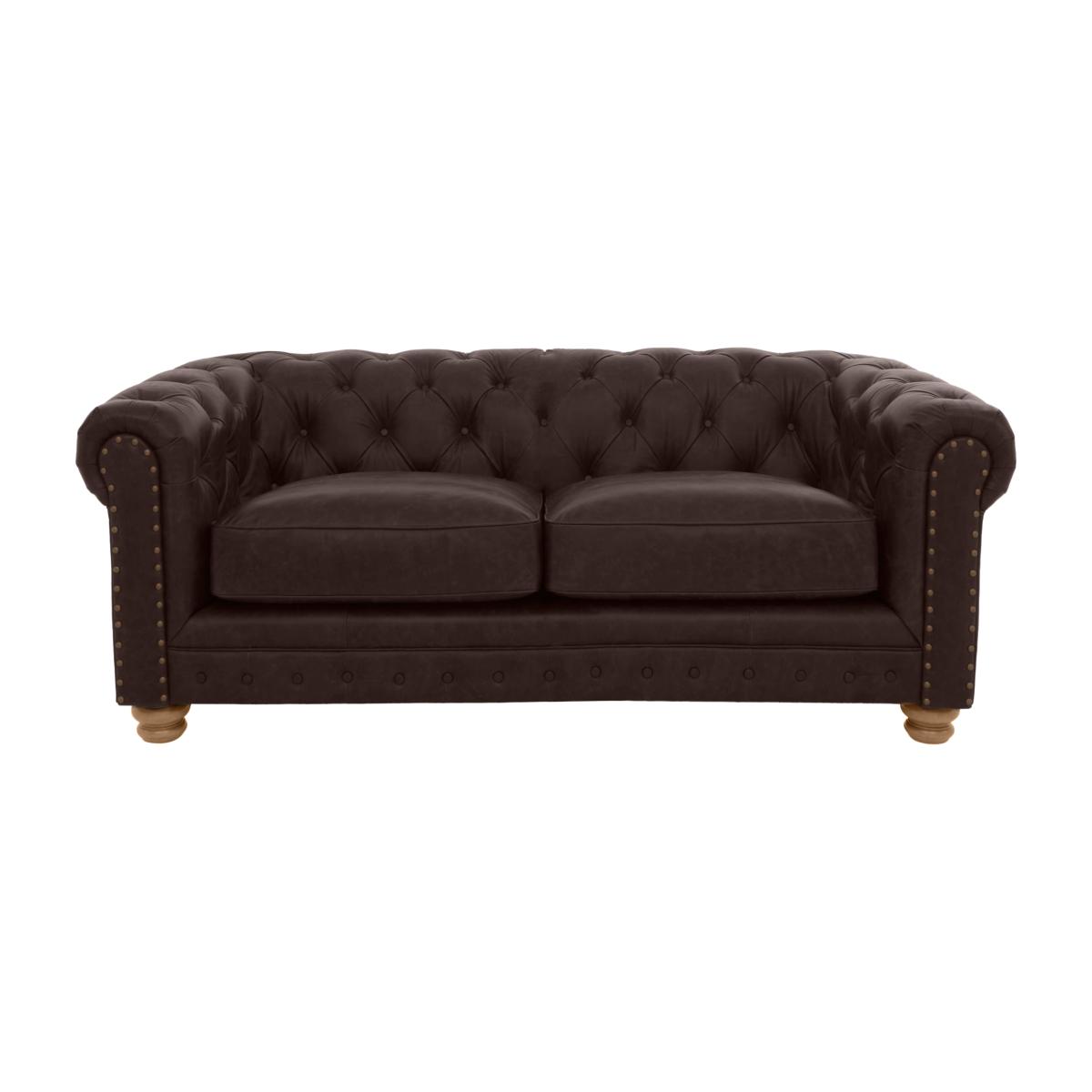 Alexander and James - Chesterfield Collection Hugo 2 Seater Leather Sofa - Cake with Studs - Oak Feet