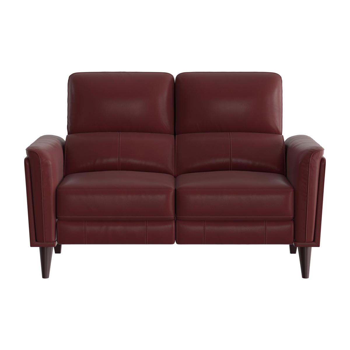 Compact Collection Klein 2 Seater BV Leather Power Recliner Sofa with Telescopic Headrests - BV Deep Red – image 1